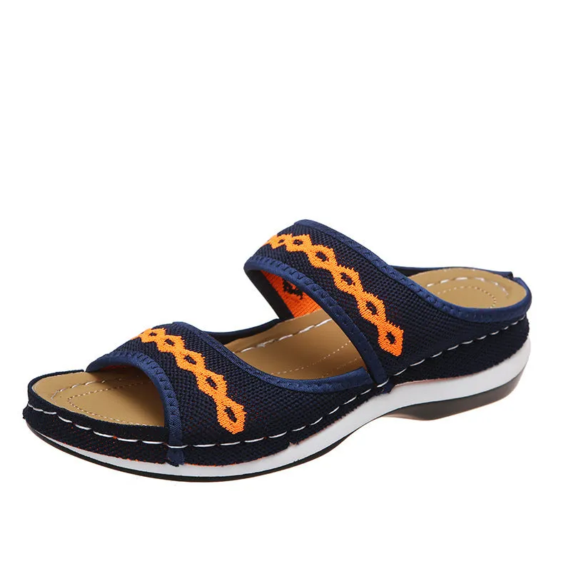 Women's Plus Size Flying Knitted Platform Low Top Sandals