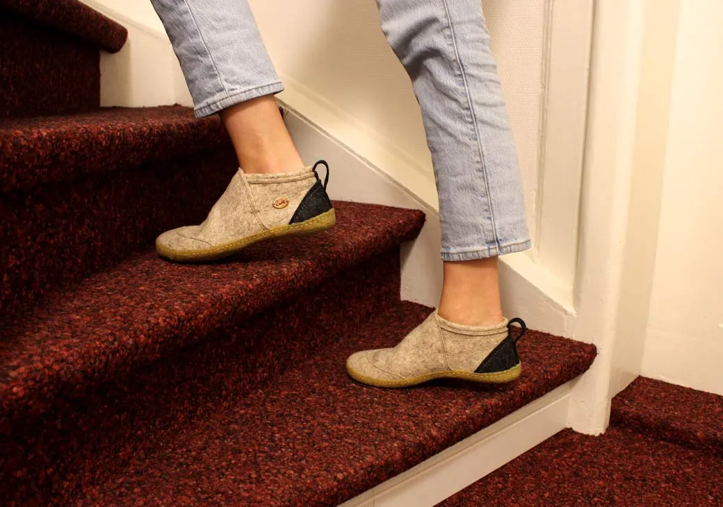 WoolFit® Office Slippers Taiga with Rubber Sole, beige