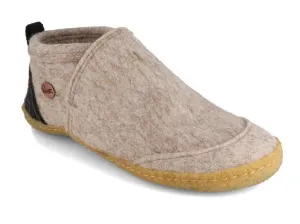 WoolFit® Office Slippers Taiga with Rubber Sole, beige