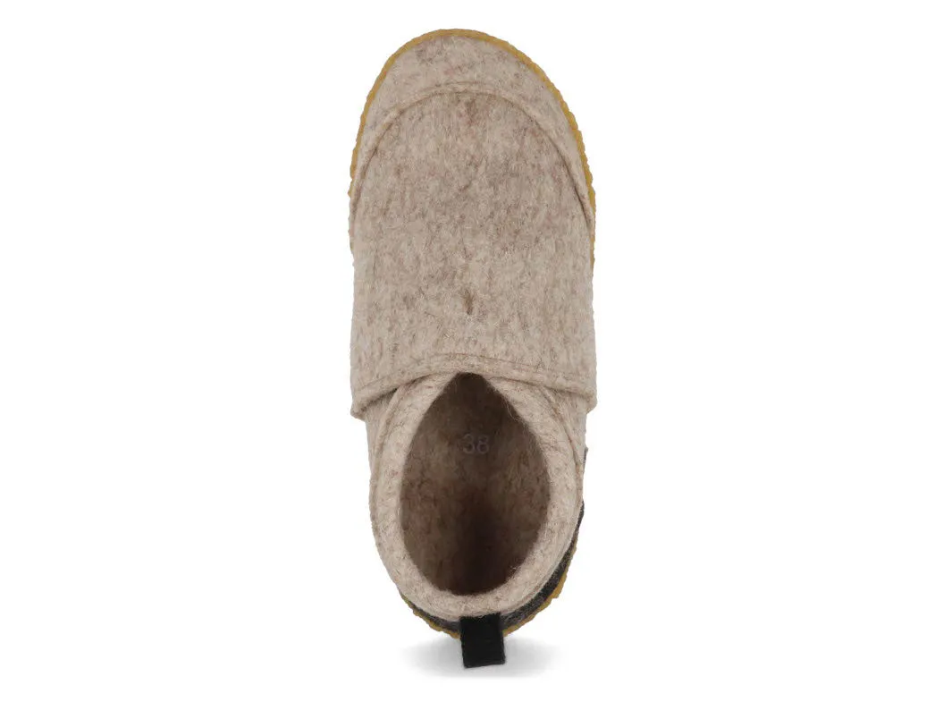 WoolFit® Office Slippers Taiga with Rubber Sole, beige
